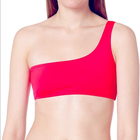 MILLY CABANA - Solid one-shoulder bikini top in Candy, size Md - NWT! - Picture 1 of 3